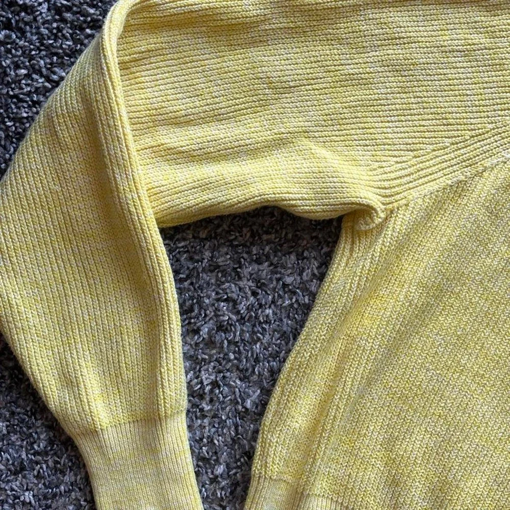Free People Yellow Cropped Mock Neck Dolman Raglan Sleeve Sweater Womens Size S